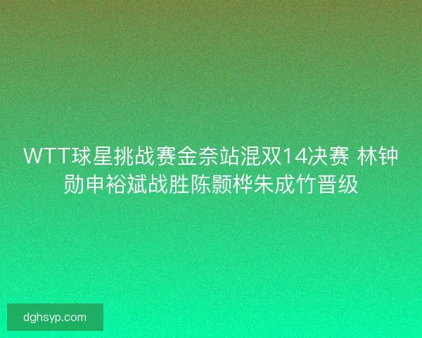WTT球星挑战赛金奈站混双14决赛 林钟勋申裕斌战胜陈颢桦朱成竹晋级