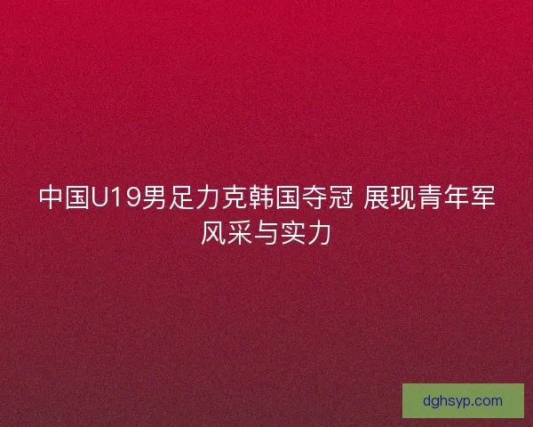 中国U19男足力克韩国夺冠 展现青年军风采与实力